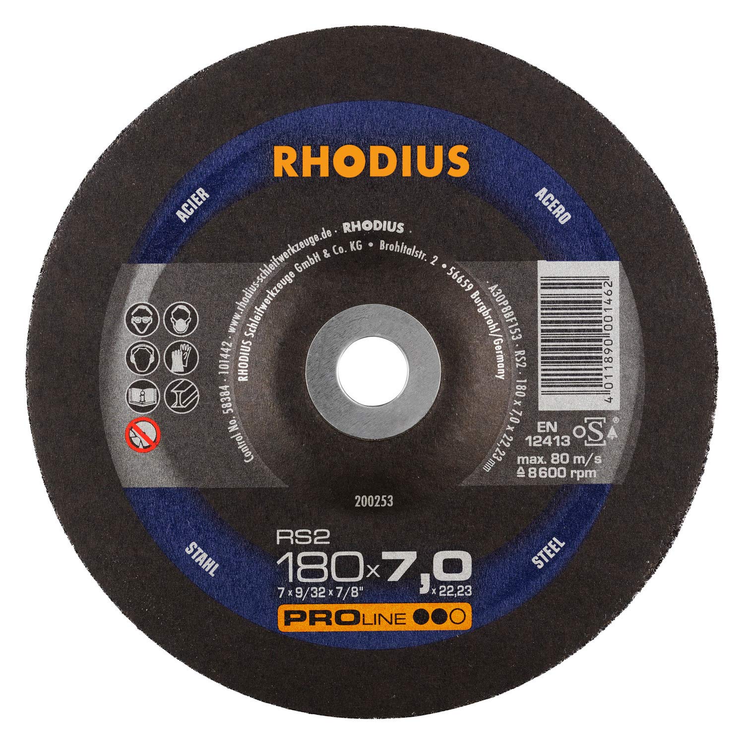 Δίσκοι λείανσης σιδήρου RHODIUS 180x7